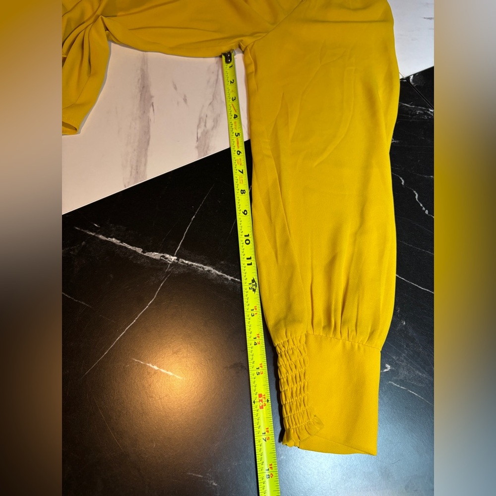 LOFT Yellow V-Neck Long Sleeve Blouse